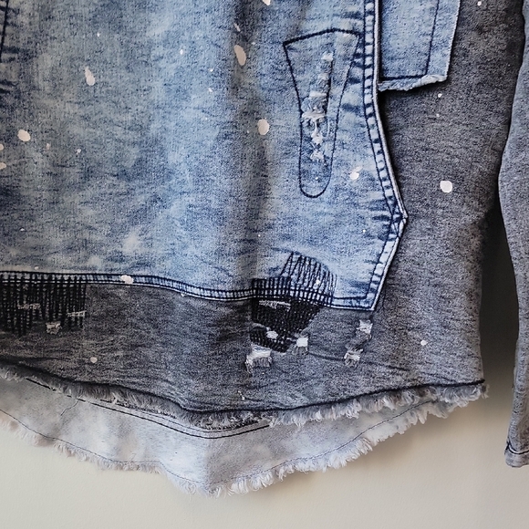 Stylish Blue Denim-Look Hoodie - Picture 6 of 12